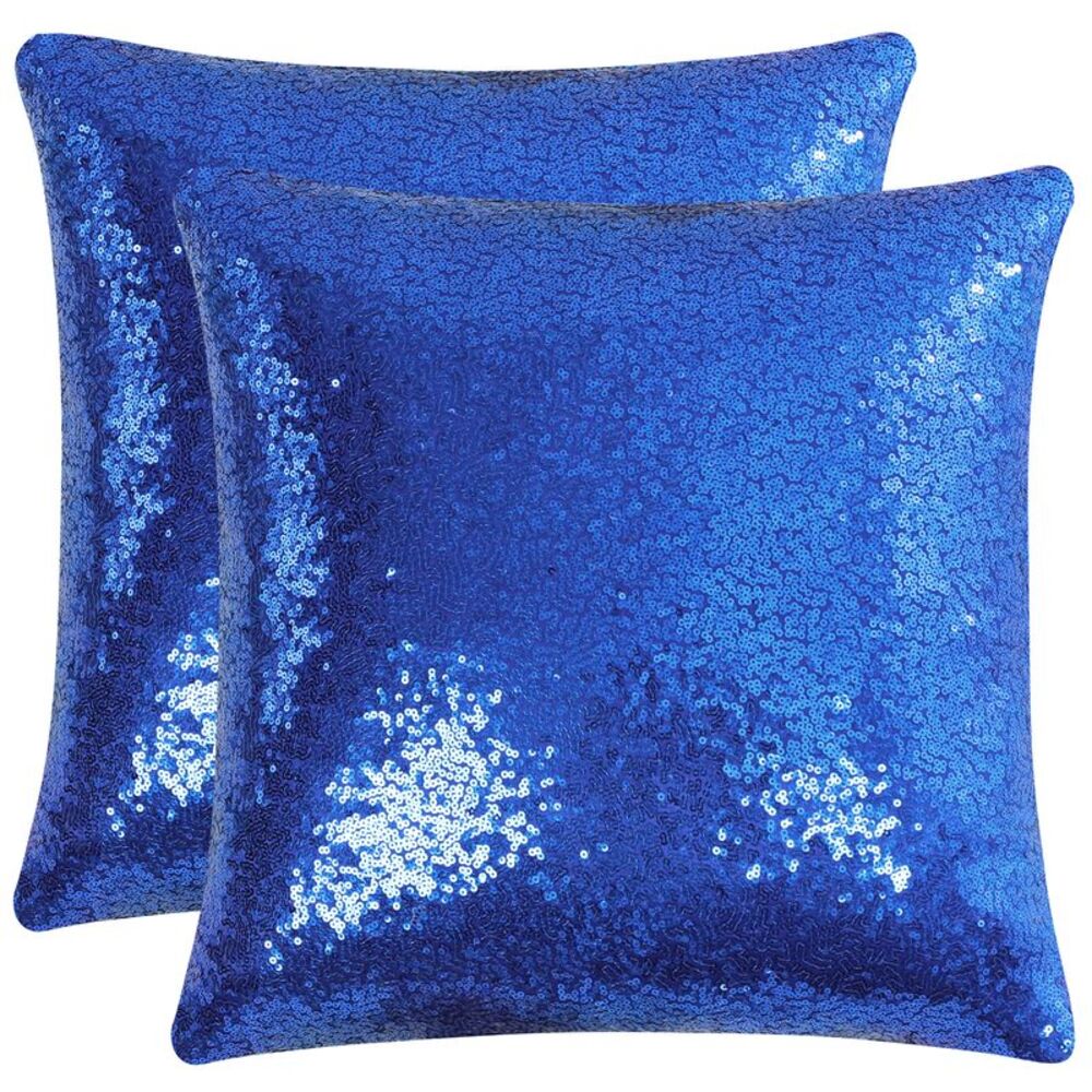 2pcs Dark Blue Sequin Throw Pillow Covers Shiny Decor Cushion Covers